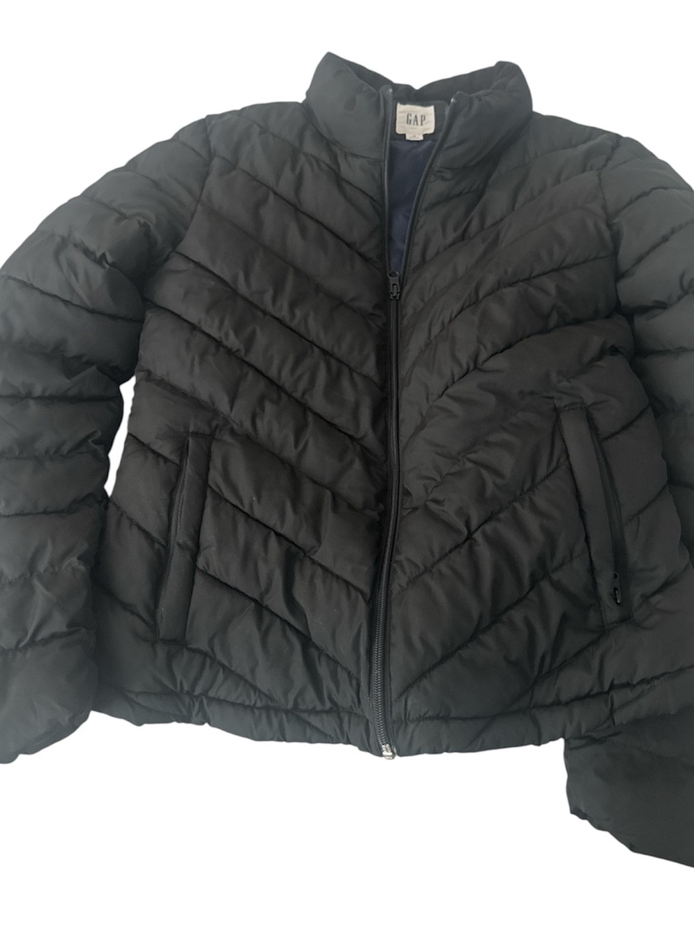 GAP Black Quilted Chevron Puffer Jacket